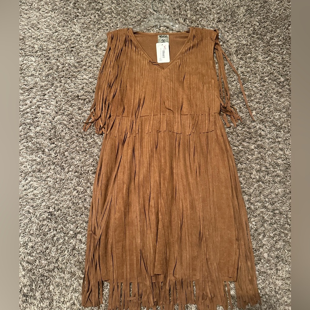 Vocal Fringe Suede Style Dress
